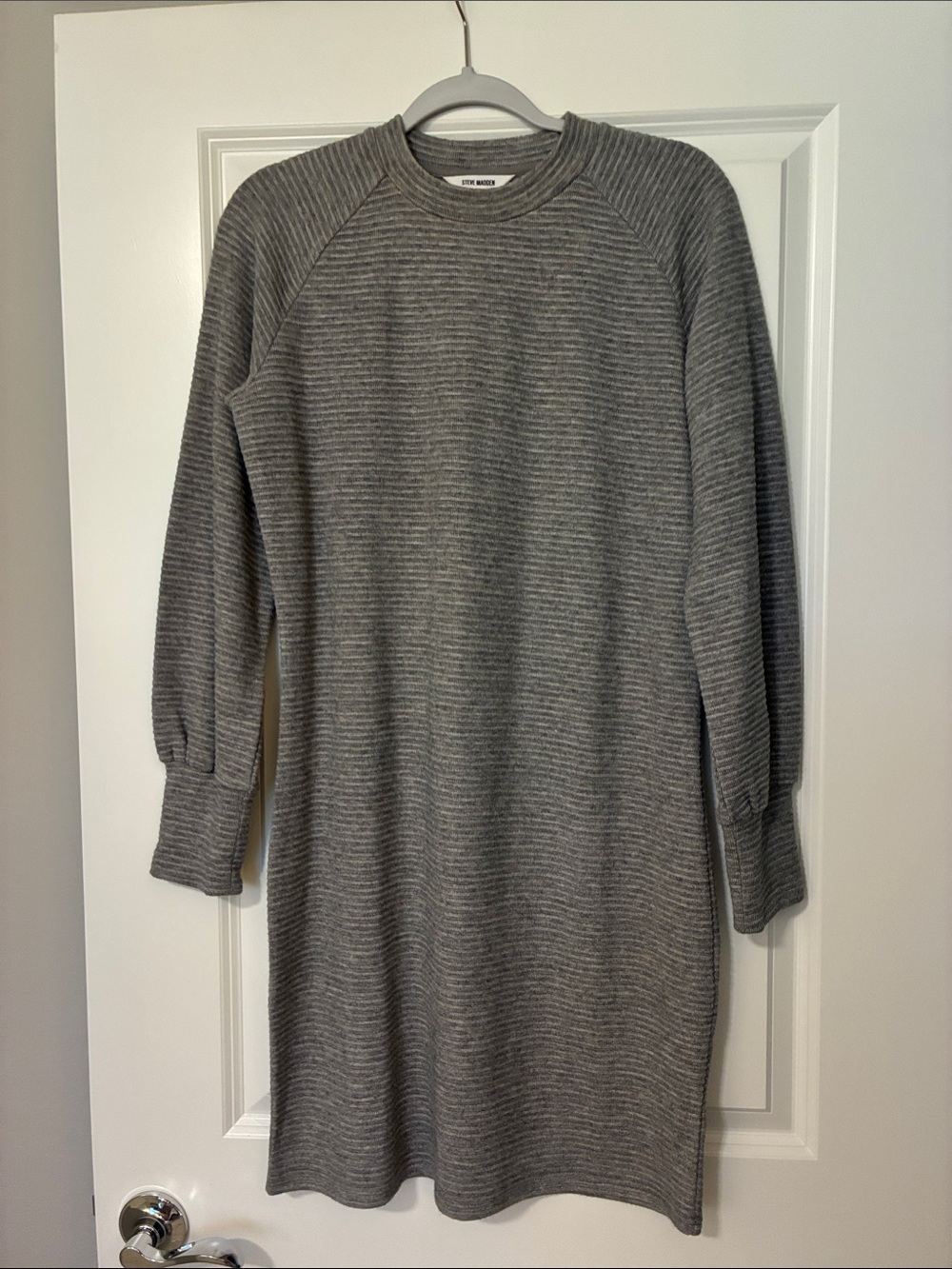 Steve Madden Ribbed Knit Crewneck Sweater Dress